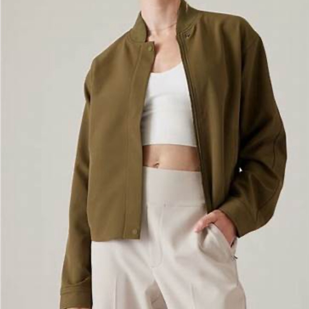 Athleta  Endless Bomber Jacket acacia olive small brand new never worn